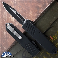 Guardian Tactical RECON-040 Single Edge, Two Tone Partial Serrated Blade, Black Handle 113212