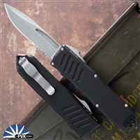 Guardian Tactical RECON-040 Single Edge, Stonewash Partial Serrated Blade, Black Handle 113512