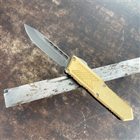 Guardian Tactical GTX-025 12-6511 Single Edge Stonewash Blade, Tumbled Brass Top Black Handle