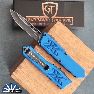Guardian Tactical GTX-025 12-4611 Single Edge Dark Stonewash Blade, Blue Handle