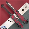 Heretic Knives Hydra H008-10A-RCAMO Recurve Two Tone Magnacut Blade, Red Camo Aluminum Handle