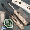 Heretic Knives Hydra H008-10A-TCAMO Recurve Two Tone Magnacut Blade, Tan Camo Aluminum Handle