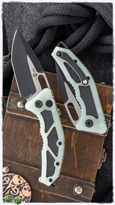 Heretic Knives Medusa Automatic Knife, Jade G-10 Handle, 3" Black Tanto Elmax