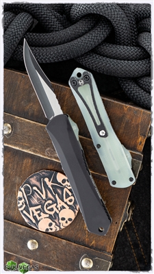 Heretic Knives Manticore-S Bowie, Two Tone Elmax, Black Ano W/Jade G10 Backcover