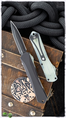 Heretic Knives Manticore-S D/E, Battleworn Black Elmax, Black Ano W/Jade G10 Backcover