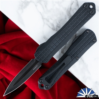 Heretic Knives Manticore-S Double Edge DLC Blade, Black Grenade Grip Handle Tactical