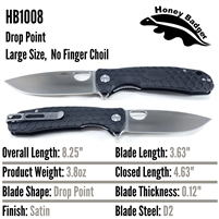 HB1008 Honey Badger D2 Flipper Large Black No Choil