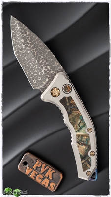 Heretic Knives Medusa Auto Mammoth Inlay VF BB Damascus Entropic Ti Clip Mammoth Button SN007