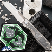 Heretic Knives Custom Jinn Slip Joint, Hand Ground Mirror Polish Blade, Titanium Handle W/Aletai Meteorite Inlays, MOP Pivots