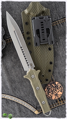 Heretic Knives Nephilim Fixed Blade Knife, Green G10 Scales, 6.5" Stonewashed Elmax