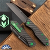 Heretic Knives Jinn Slip Joint, DLC Blade, Carbon Fiber Handles Toxic Green HW