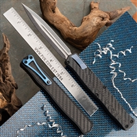 Heretic Knives Cleric II Stonewash Magnacut Double Edge With Carbon Fiber Top Cover