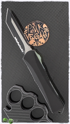 Heretic Knives Manticore-X Serrated Tanto, 2-Tone Elmax, Black Ano W/Jade G10