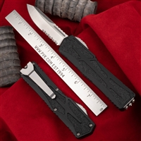 Heretic Knives Colossus Stonewash Single Edge Serrated Black Chassis Standard Clip & Hardware H039-2B