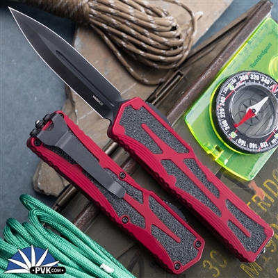 Heretic Knives Colossus Magnacut DLC Double Edge, Red Handle