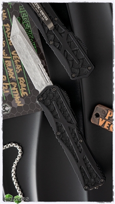 Heretic Knives Custom Colossus Hand Ground Vegas Forge Tanto Blade Black Ano Handle Black Python Inlay DLC HW