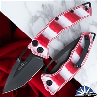 Heretic Knives Medusa Auto, Magnacut Tanto DLC Blade, Candy Cane G10 Handle