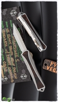 Heretic Knives Custom Manticore-S Hand Ground High Polish Tanto Elmax, Stainless W/Desert Ironwood Inlays Bronze HW