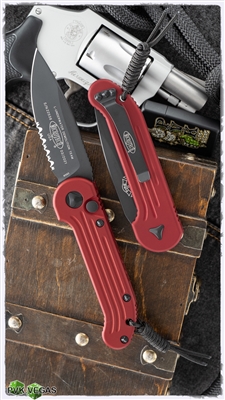 Microtech LUDT 135-2RD Black Serrated Blade Red Handle Fire Fighter Edition