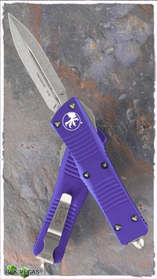 Microtech Troodon D/E 138-10PU Stonewash Blade Purple Handle