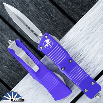 Microtech Troodon D/E 138-10PU Stonewash Blade Purple Handle