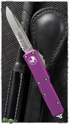 Microtech UTX-85 S/E 231-5VI Satin Serrated Blade Violet Handle