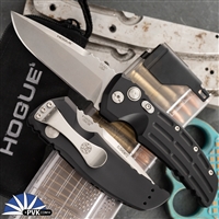 Hogue 34136 EX-A01 Elishewitz Design AUTO Tumbled Drop Point Blade, Black Aluminum Handle