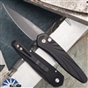 Protech Newport Auto 3437 Black Blade, Black Wave Handle, MOP Button Inlay