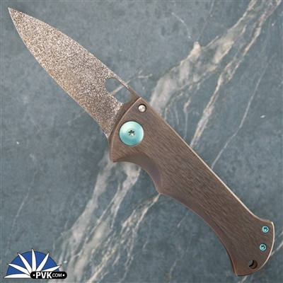 John Gray Tracker Dan Bloodshark Collaboration Folder, Fallout Finish Blade, Bronze Bark Finished Ti Handle