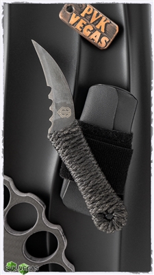 John Gray Hooker Darkwashed And Partial Serrated Graytanium Black Cord Wrapped Handle