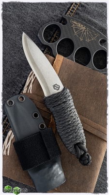 John Gray Belt Knife Recurve W/ Swedge A2 Blade Black Cord Wrapped Handle