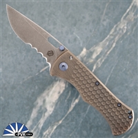 John Gray Rostrum, Partial Serrated Recurve, Bronze Hole Pattern Ti, Blue Accents