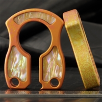 John Gray 1/2" Keyper Aluminum Splash Anodized Orange Sunkist Pattern with Gold Lip Mother Of Pearl Inlays