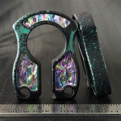 John Gray 1/2" Keyper Aluminum Splash Anodized Green Splatter Pattern with Pink Abalone Inlays