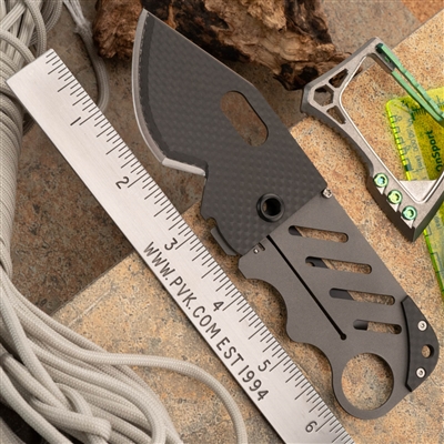 John Kubasek Creditor II D2 Carbon Fiber Laminate Recurve, Titanium Card Folding Knife