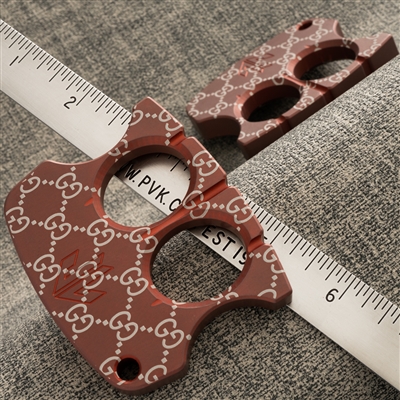 J&L Machining Works 2 Finger Knuck/Paperweight -  "GuccI" Red Aluminum