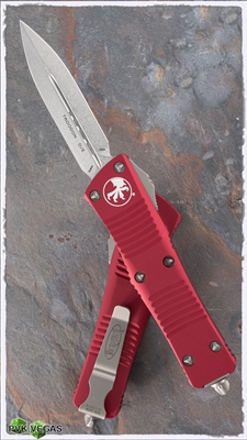 Microtech Troodon D/E 138-10RD Stonewash Blade Red Handle