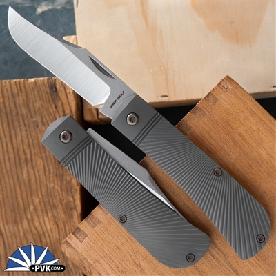 Jack Wolf Knives Benny's Clip Satin Blade, Starburst Ti Handle