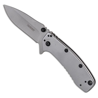 Kershaw 1556 Cryo II Assisted Flipper Knife 3.25" Bead Blast Plain Blade, Rick Hinderer Framelock Design