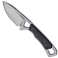 Kershaw 2085 Brace Fixed Blade Neck Knife 2" Stonewashed Drop Point Blade, Black GFN Handles, Plastic Sheath