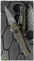 Kershaw Launch 12CA Mini Stiletto Auto, Olive Green Aluminum W/Carbon Fiber, Black Washed CPM-154