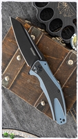 Kershaw Natrix XL Sub-Frame Lock, Blue G-10/CF,  3.75" Black Blade