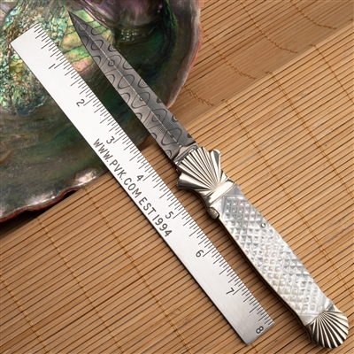 Steigerwalt Seashell Automatic, Damascus Blade, Mother Of Pearl Handle Scales