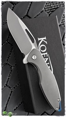 Koenig Knives Arius, Two-Tone M390 Steel Blade, Patterned Titanium Scales