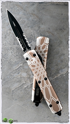 Microtech Ultratech D/A OTF D/E 122-2TA Black Serrated Blade Tan Handle