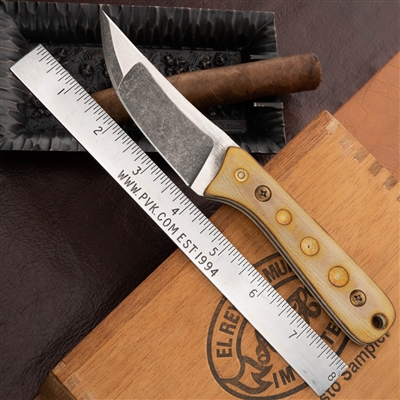 Landau Knives Compound Ground, Two Tone, Fixed Blade Canvas Micarta