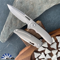 Latama Yuuki Stonewashed CPM-20CV Blade, Gray Titanium Handle