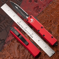 Microtech UTX-85 D/E 232-3RD Black Full Serrated Blade Red Handle