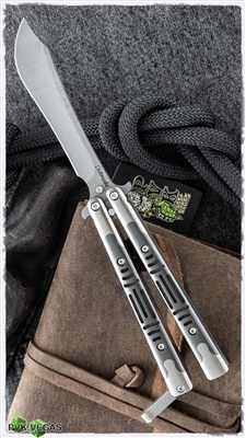 Mauricio Dobruski Balisong CB257 4" Damascus Scimitar Ti & Zirc Handles