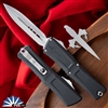 Marfione Custom Combat Troodon LT Gen 3 Mirror Polished Blade, Black Handle, Two Tone HW & Blue Titanium Accent